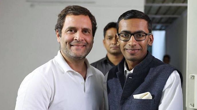 Accused Abhishek Mishra with Congress President Rahul Gandhi.