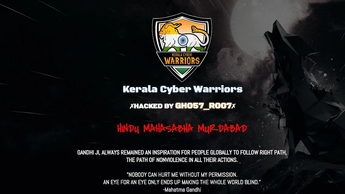 The Hindu Mahasabha’s official website <a href="http://abhm.org.in/">abhm.org.in </a>on Thursday, 31 January, was hacked by Kerala Cyber Warriors.