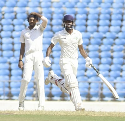 Nagpur: Vidarbha batsman Akshay Karnewar in action on the Third Day of Irani Cup match between Rest of India and Vidarbha at Vidarbha Cricket Association Stadium, in Jamtha, Nagpur on Feb 14, 2019. (Photo: IANS)