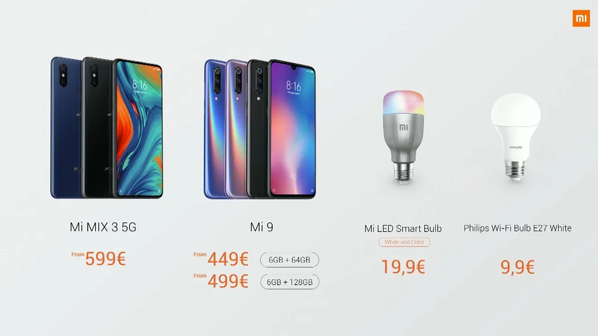 The new range of Xiaomi products for 2019.