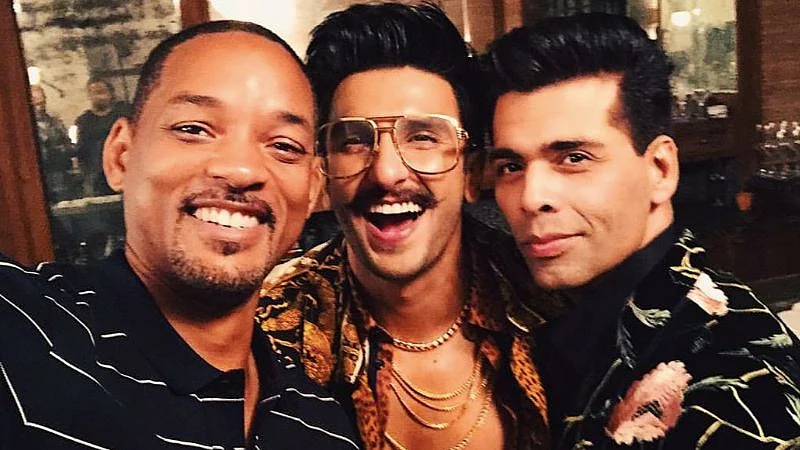 Will Smith with Ranveer Singh and Karan Johar.