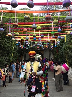 An artiste at the inauguration of 12th Jaipur Literature Festival (JLF) at Diggi Palace.