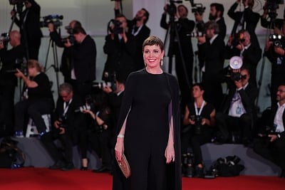 VENICE (ITALY), Aug. 30, 2018 (Xinhua) -- Actress Olivia Colman attends the premiere of film "The Favourite" at the 75th Venice International Film Festival in Venice, Italy, Aug. 30, 2018. (Xinhua/Cheng Tingting/IANS)