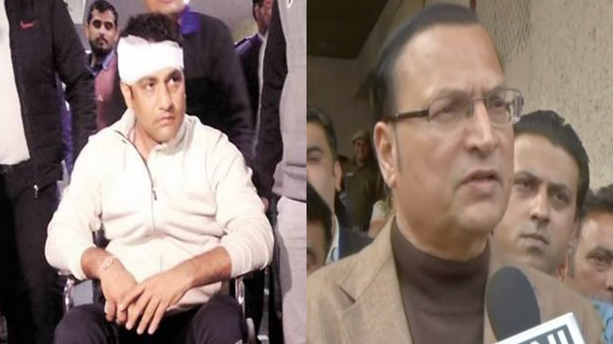 From left: An injured Amit Bhandari and Rajat Sharma.