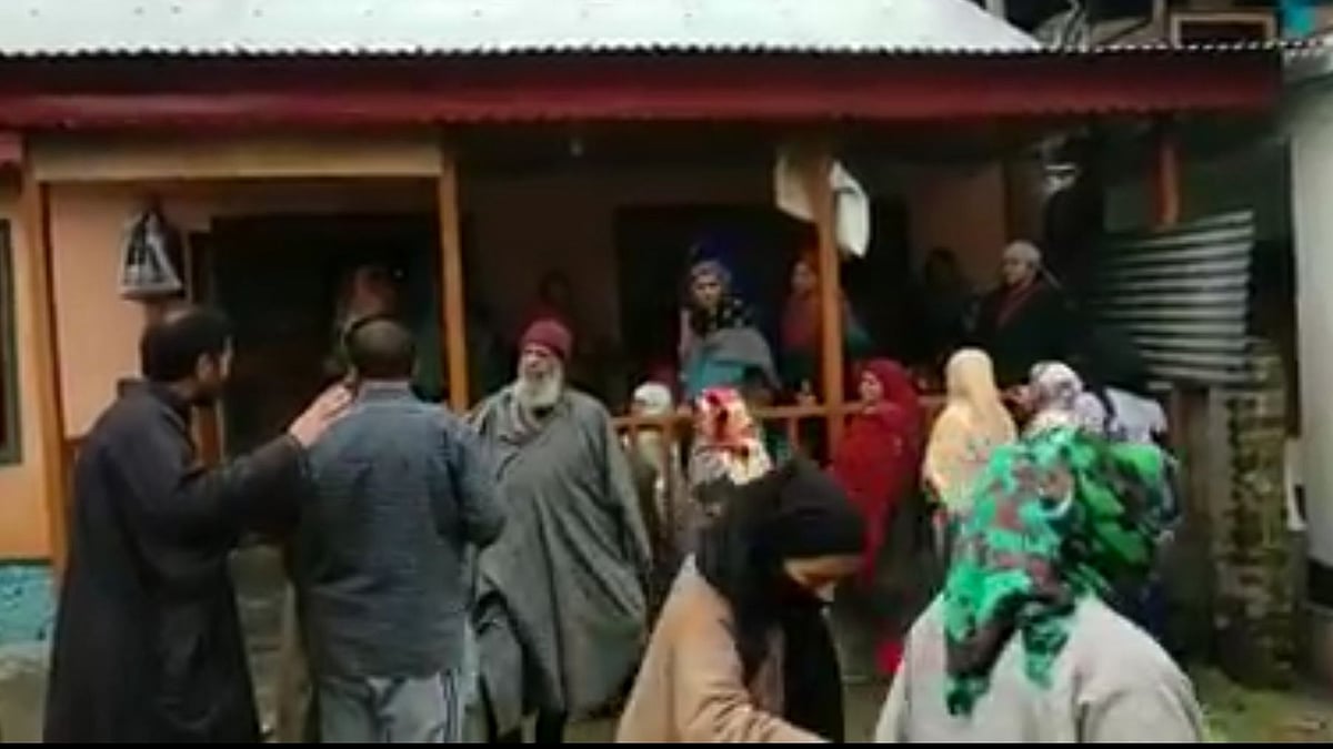 Visuals from outside army jawan’s house who was shot dead by suspected militants on Wednesday, 13 March.