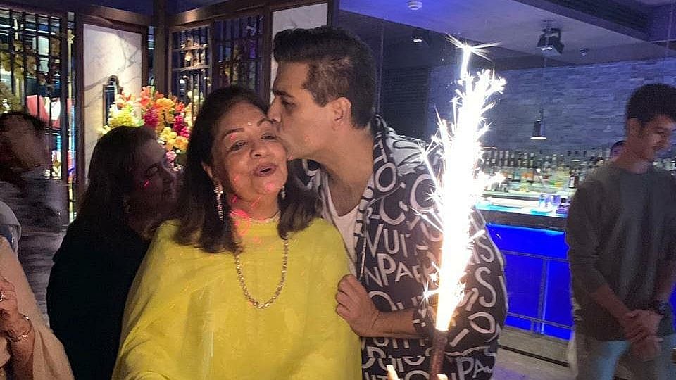 Karan Johar with his mother Hiroo Johar.