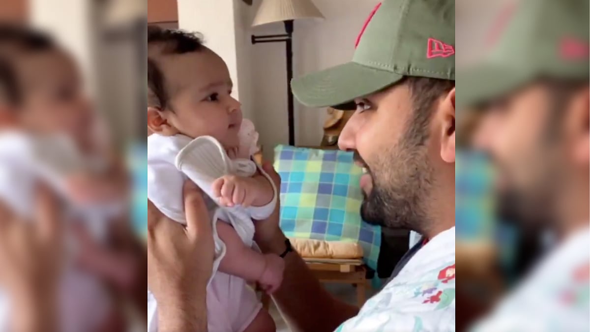 Mumbai Indians captain Rohit Sharma with daughter Samaira.&nbsp;