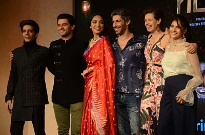 Mumbai: Actors Kalki Koechlin, Jim Sarbh, Arjun Mathur, Sobhita Dhulipala, Shivani Raghuvanshi and Shashank Arora during the launch of their upcoming web series "Made In Heaven" at Amazon Prime Video in Mumbai, on March 7, 2019. (Photo: IANS)