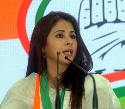 New Delhi: Actress Urmila Matondkar addresses after joining Congress in New Delhi, on March 27, 2019. (Photo: IANS)