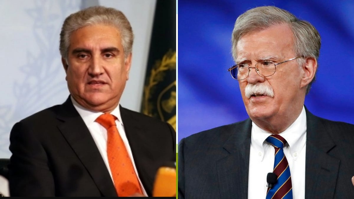 Pakistan Foreign Minister Mahmood Qureshi and US NSA John Bolton.