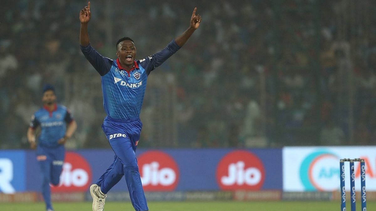 Kagiso Rabada during Delhi Capitals vs Kolkata Knight Riders in IPL 2019.