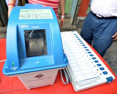 Kolkata: An Electronic Voting Machine (EVM) and Voter-verified paper audit trail (VVPAT) during a voters awareness programme organised ahead of 2019 Lok Sabha elections in Kolkata, on March 19, 2019. (Photo: IANS)