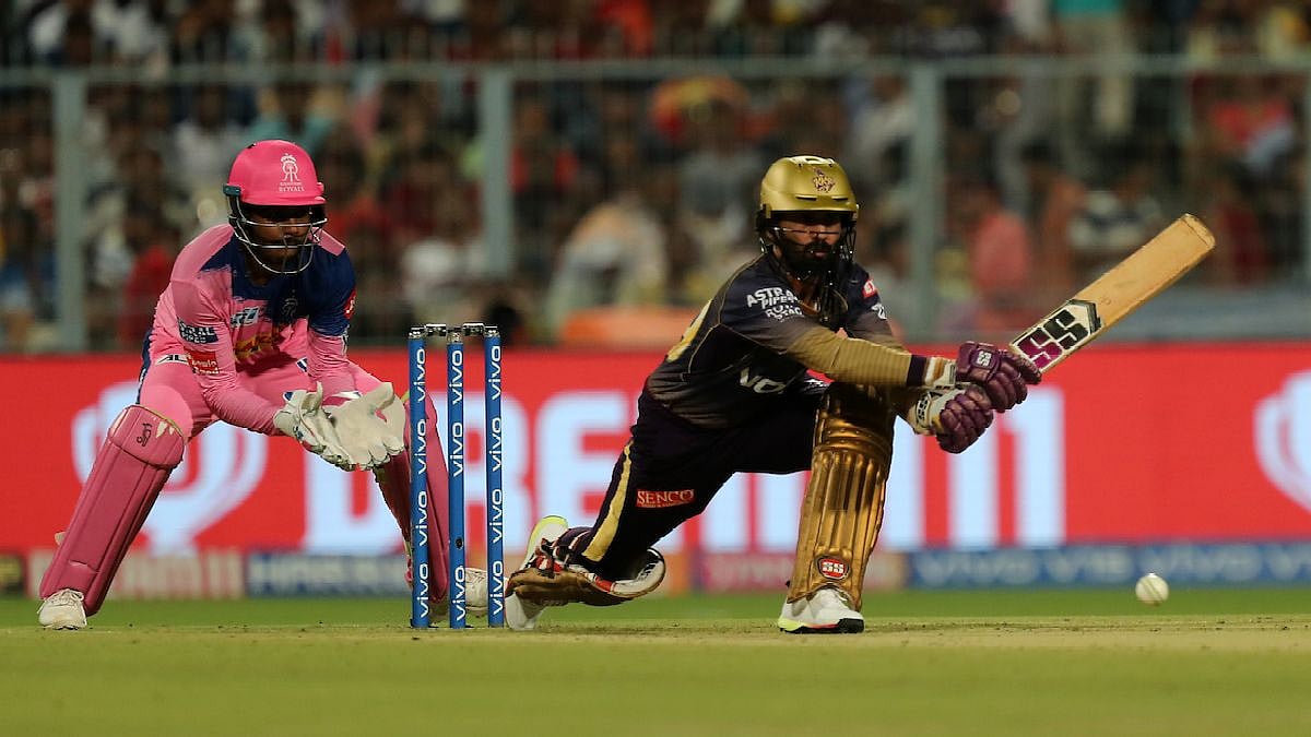 Dinesh Karthik captain of Kolkata Knight Riders during match 43 of the Indian Premier League Season