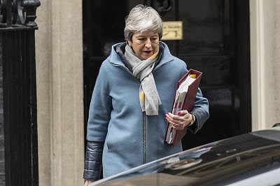 LONDON, March 20, 2019 (Xinhua) -- British Prime Minister Theresa May leaves 10 Downing Street for the Prime Minister
