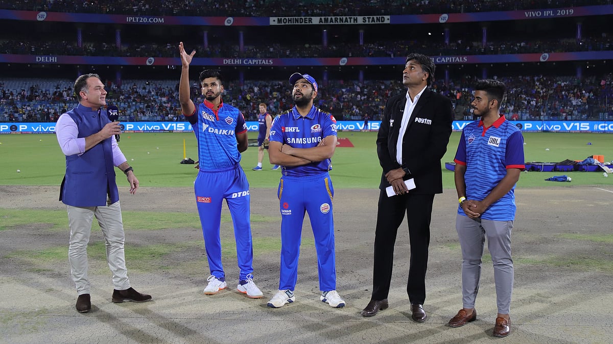 Mumbai Indians skipper Rohit Sharma and Delhi Capitals captain Shreyas Iyer at the toss.