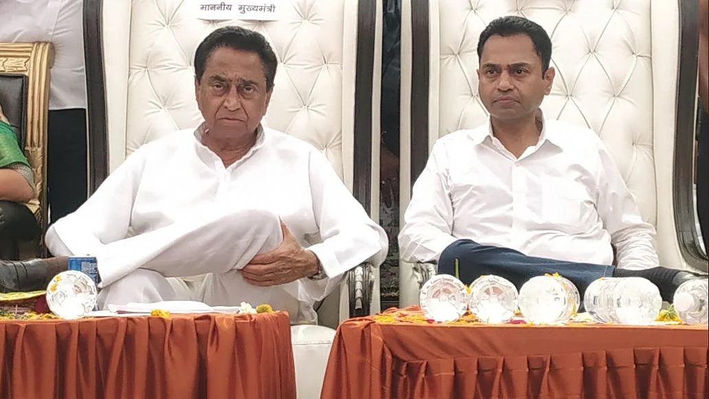 Madhya Pradesh CM Kamal Nath with his son Nakul Nath.