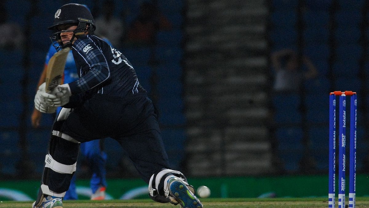 File picture of Scotland`s George Munsey in action during the  ICC World T20 between Afghanistan and Scotland at Vidarbha Cricket Association Stadium in Nagpur on March 8, 2016