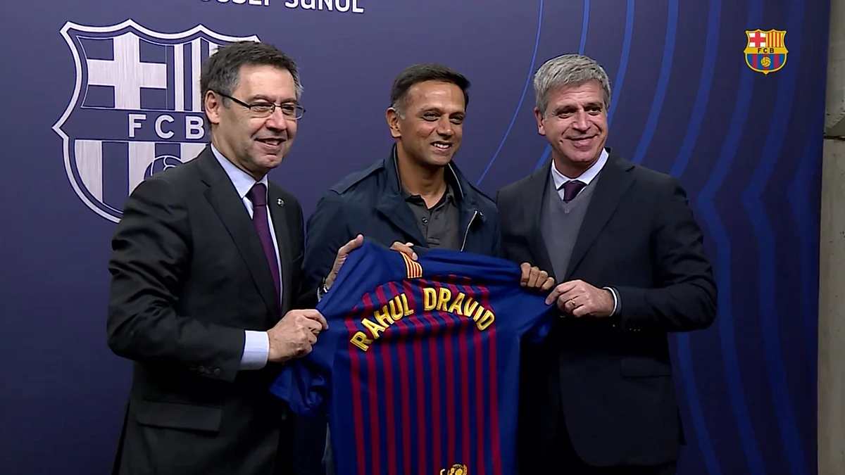 Rahul Dravid watched Barcelona beat Atletico Madrid 2-1 at the Camp Nou.