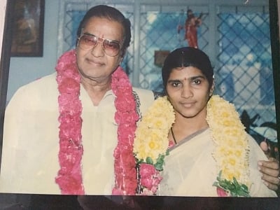 Lakshmi Parvathi with NTR after their marriage in 1993.