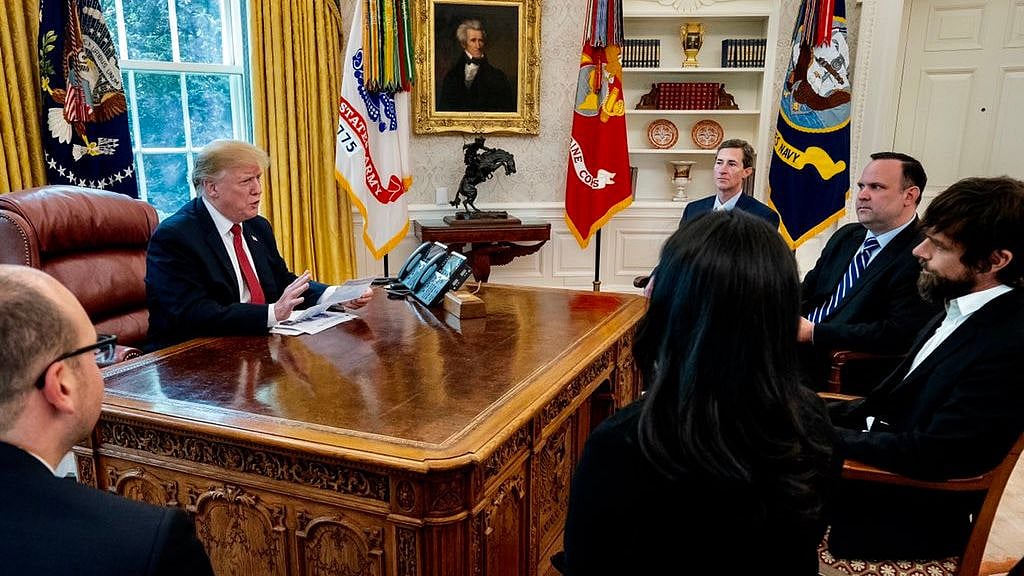 The meeting between Twitter executives and US President Donald Trump.