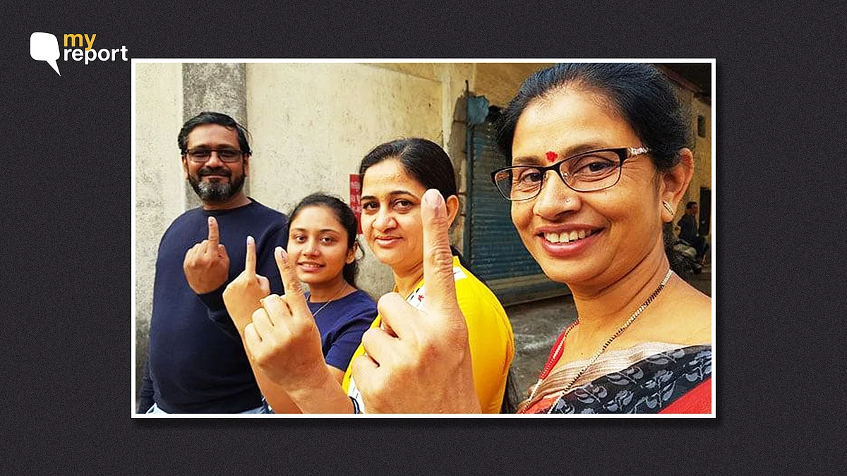 Voters step out to cast their votes.