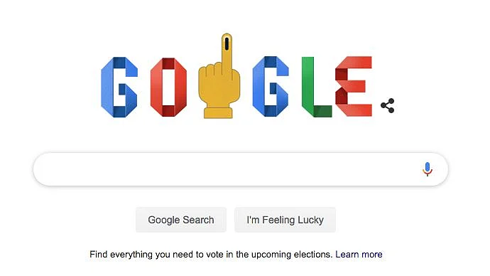 Google customises a doodle for the second phase of polling for Lok Sabha Elections 2019.