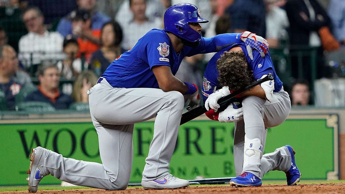 Cubs outfielder Albert Almora Jr. hit a line drive in the fourth inning into the field-level stands down the third base line, where it hit the girl. 