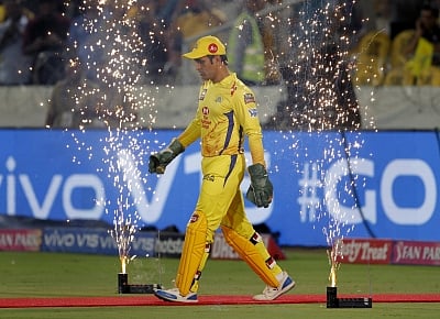 Hyderabad: Chennai Super Kings skipper MS Dhoni during the Final match of IPL 2019 between Chennai Super Kings and Mumbai Indians at Rajiv Gandhi International Stadium in Hyderabad, on May 12, 2019. (Photo: Surjeet Yadav/IANS)