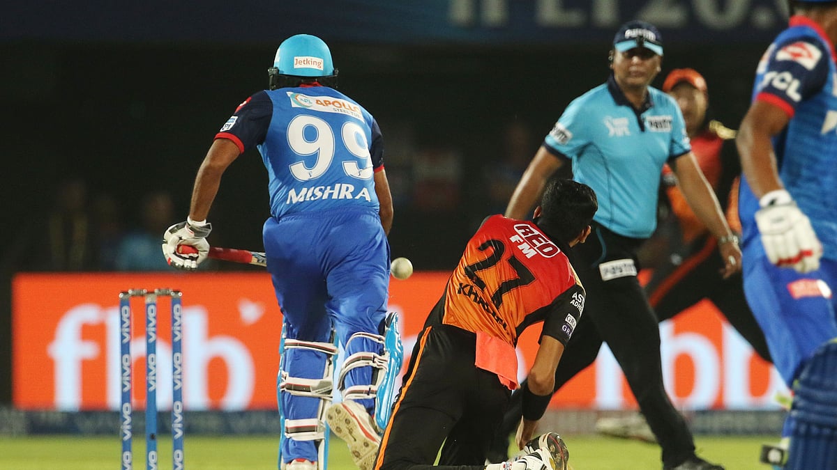 Amit Mishra was given out for obstructing the field during the IPL 2019 Eliminator.