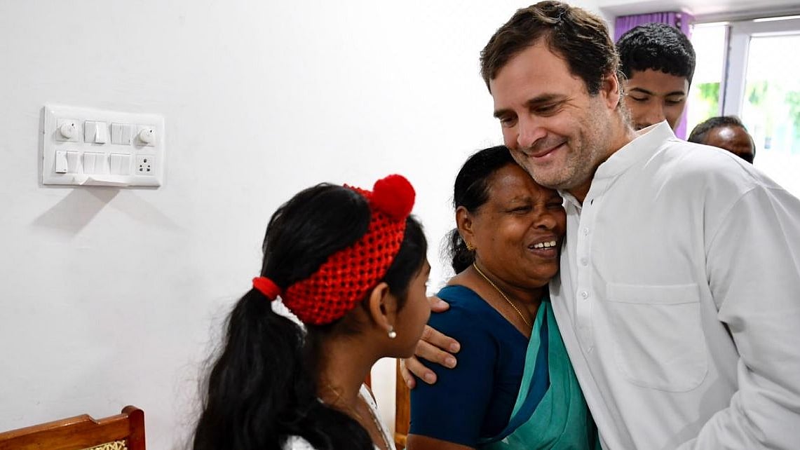 Rajamma Vavathil, a retired nurse, with Congress President Rahul Gandhi.