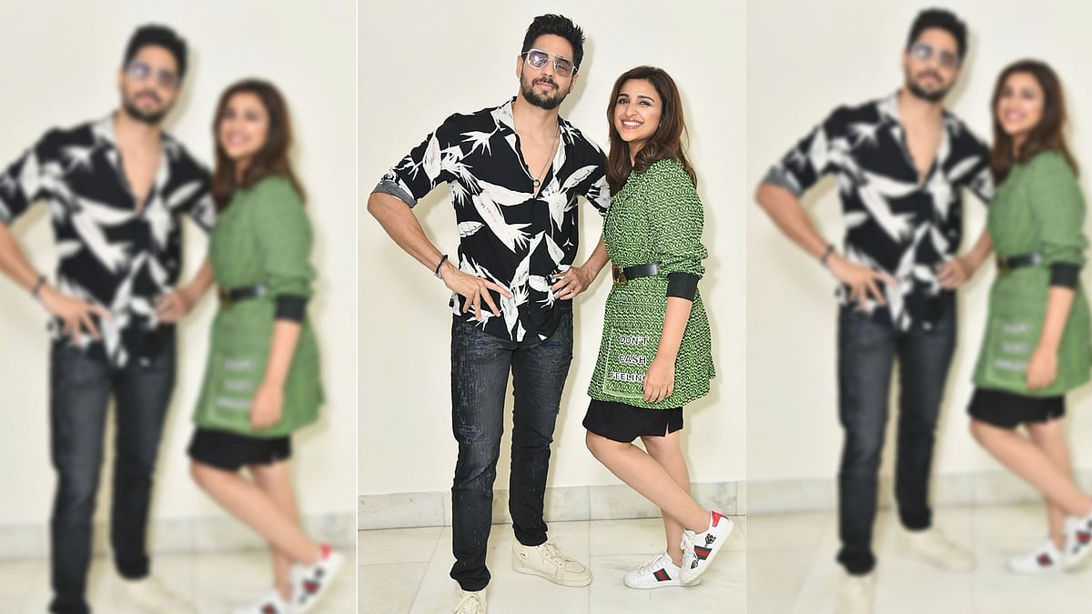 Sidharth Malhotra and Parineeti Chopra at <i>Jabariya Jodi</i> promotional event.