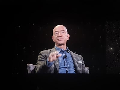 Las Vegas: Jeff Bezos during on-stage talk at Amazon re: Mars conference in Las Vegas on June 6, 2019. (Photos: IANS)