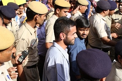 JNU students leaders Kanhaiya Kumar and Umar Khalid. (Photo: Amlan Paliwal/IANS)