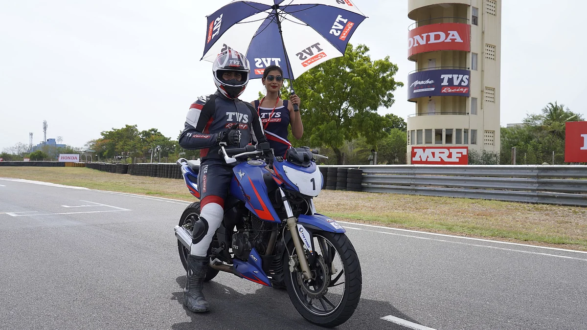 At the starting grid of the Madras Motorsport Race Track in Chennai.&nbsp;