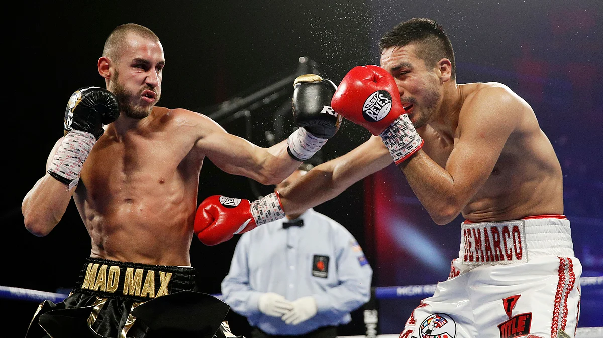 File photo of Maxim Dadashev of Russia (left) in action against Antonio DeMarco of Mexico in Las Vegas.