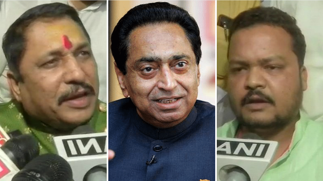 BJP MLAs Narayan Tripathi and Sharad Kol on Wednesday voted in favour of the Congress government during voting on a bill in the Assembly.