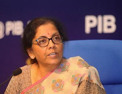 New Delhi: Union Finance and Corporate Affairs Minister Nirmala Sitharaman addresses a press conference, in New Delhi on Aug 30, 2019. (Photo: IANS)