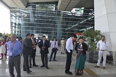 New Delhi: Air India staff at Indira Gandhi International Airport after the airline and all private carriers refused to fly Shiv Sena MP Ravindra Gaikwad  for assaulting an airline employee in New Delhi, on March 24, 2017. (Photo: IANS)