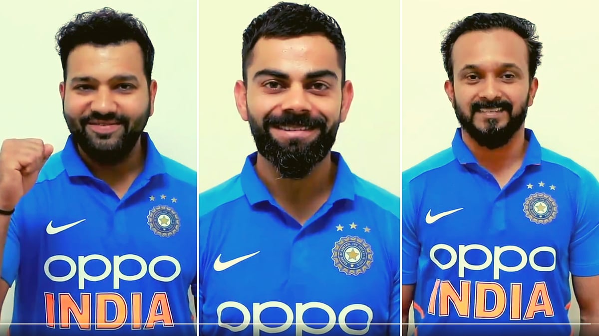 The BCCI on Twitter shared a video which included Virat Kohli, Rohit Sharma, Ravindra Jadeja, Kedar Jadhav, coach Ravi Shastri.