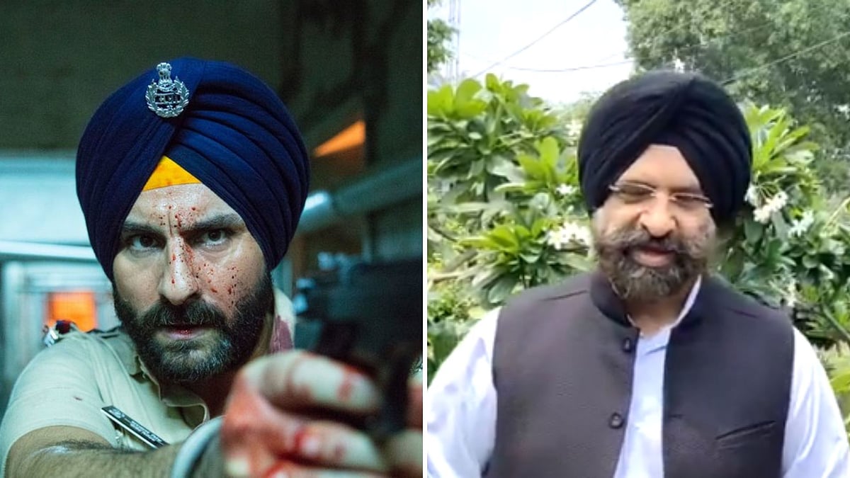 A still from <i>Sacred Games (L), </i>MLA Manjinder Sirsa (R)