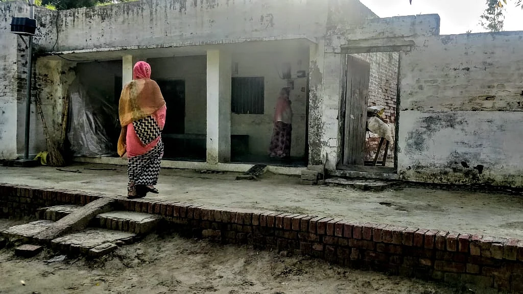 This is the home of the Unnao rape survivor’s lawyer Mahendra Singh. His mother was inside, as women visited to extend their support, while Singh battles for his life.