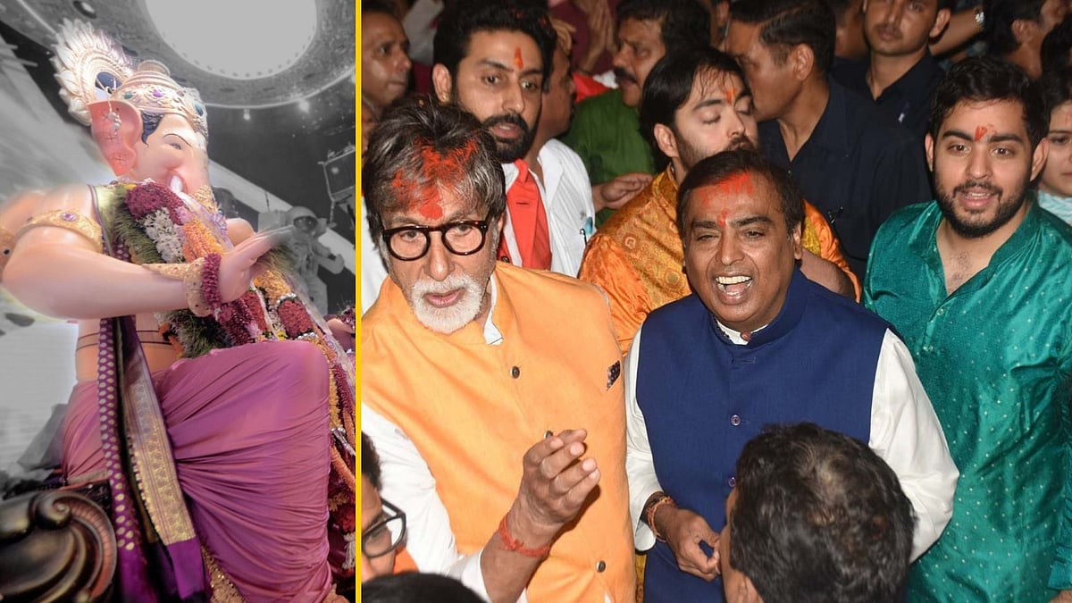 The Bachchans and Ambanis visit the Lalbaugcha Raja pandal in Mumbai during Ganesh Chaturthi.