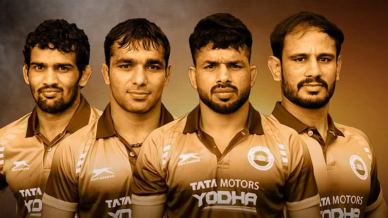 From left: Sagar, Manjeet, Yogesh and Harpreet Singh lost their respective opening bouts.