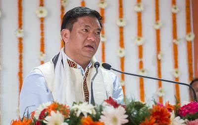 Itanagar: Arunachal Pradesh Chief Minister Pema Khandu addresses after being elected as BJP legislature party leader, in Itanagar on May 27, 2019. (Photo: IANS)