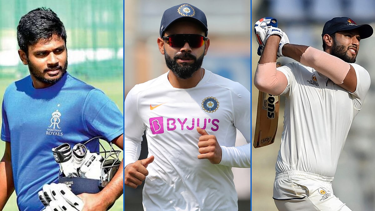 File picture of Sanju Samson (left), Virat Kohli (centre) and Shivan Dube.