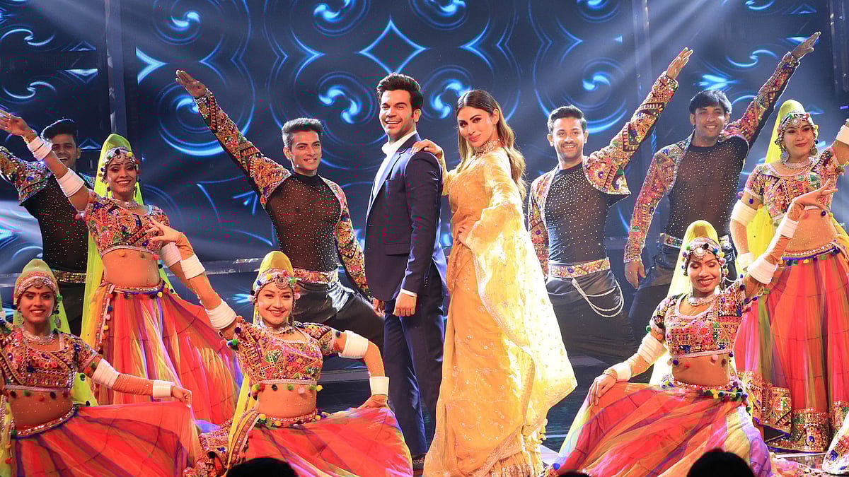 Rajkummar Rao and Mouni Roy on the sets of <i>Bigg Boss 13</i>.