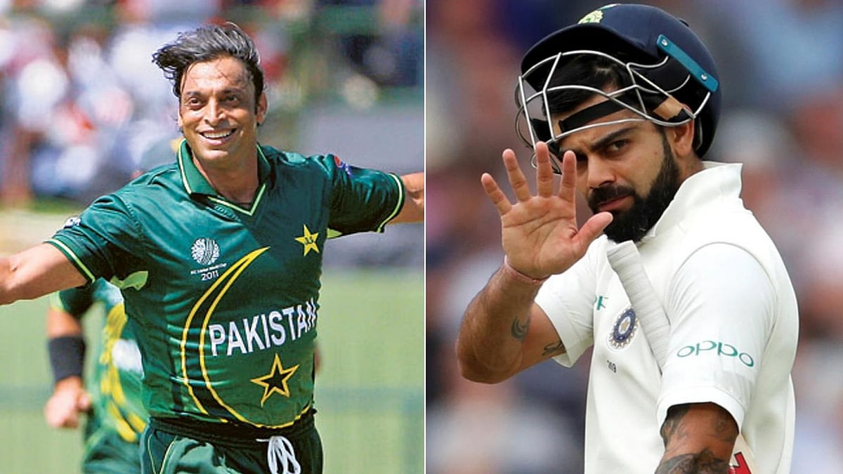 Shoaib Akhtar (Left) and Virat Kohli.