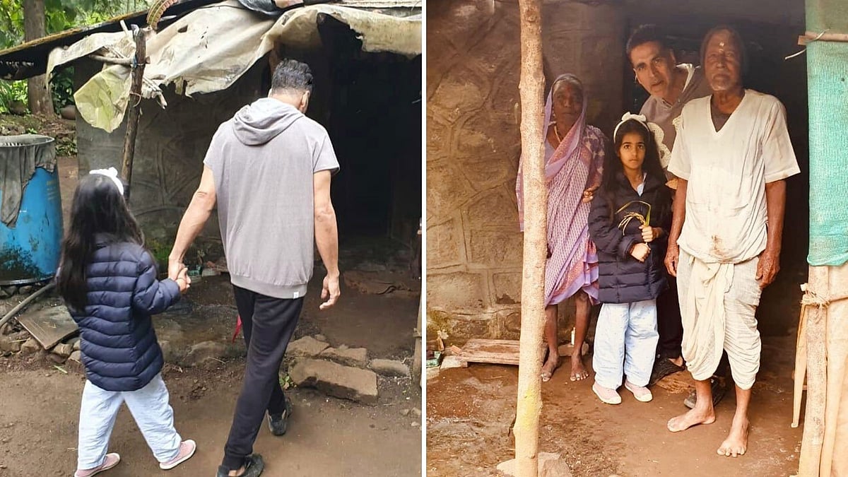 Akshay Kumar and his daughter Nitara takes a morning walk.&nbsp;