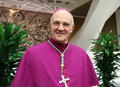 Basilica: Vatican envoy to South Korea Alfred Xuereb is pictured after Pope Francis ordained him a bishop at St. Peter