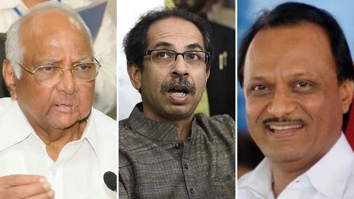 Ajit Pawar, Sharad Pawar, and Uddhav Thackeray.